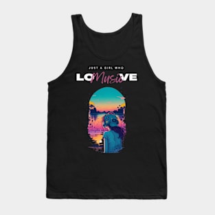 Just a girl who love music cute vintage music graphic design Tank Top